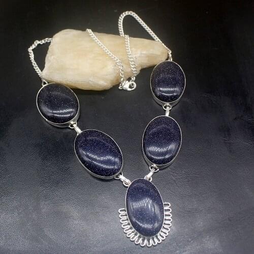 Gemstonefactory Jewelry Big Promotion Unique 925 SilverGorgeous Black Sun Sitara Fashion Women Chain Necklace 48cm 202101503