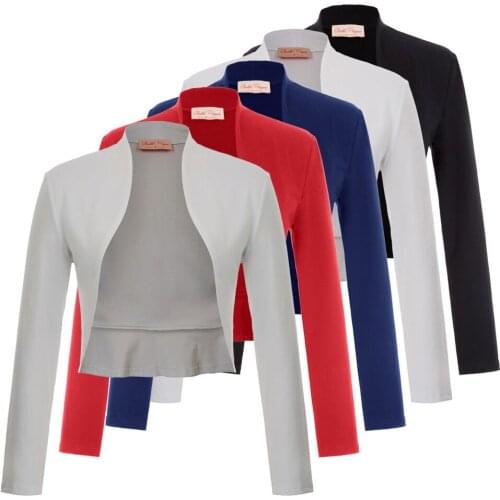Belle Poque Womens Cotton Bolero Shrug Wedding Party Bridesmaid Elegant Coats Jacket Vintage Long Sleeve Open Front Ruffled Hem