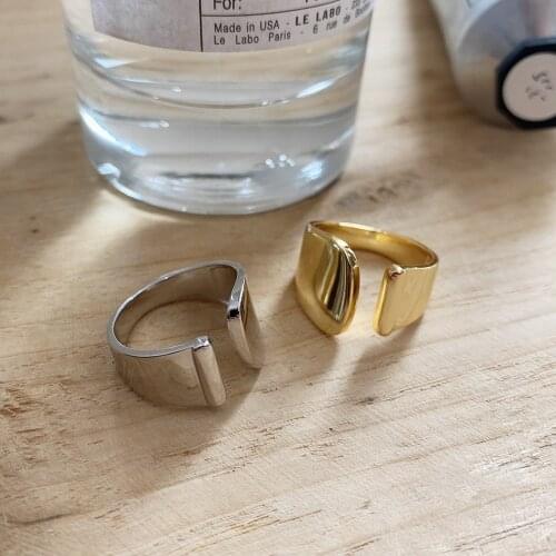 SHANICE 925 Sterling Silver Open Ring Jewelry Golden Smooth Round Open Adjustable Finger Rings Womans Charms Jewellery Punk