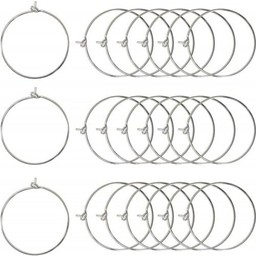 100 Silver Plated Wine Glass Charm Rings/Earring Hoops 35mm