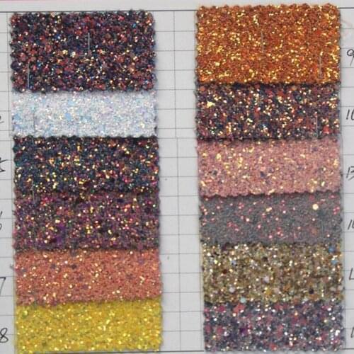 137cm*90cm High-grade special glitter leatherette Elastic Symphony Hexagon big and small glitter colorfu rainbow fabric