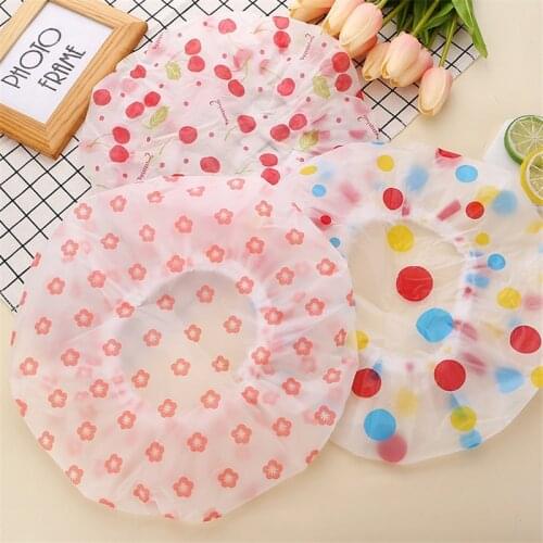 15*10.5cm Random Color Waterproof Shower Cap Summer Bath Washing Thicken Bath Hat Bathing Cap Women Flower Dot Hair Cover Adults