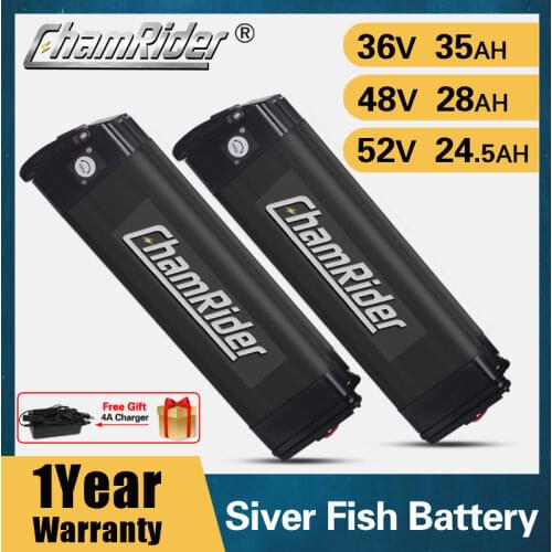 18650 Li-Ion Battery Pack Siver Fish 48V Battery 52V Ebike Battery 36V 20AH 40A BMS 350W 500W 750W 1000W 1500W Electric Bicycle