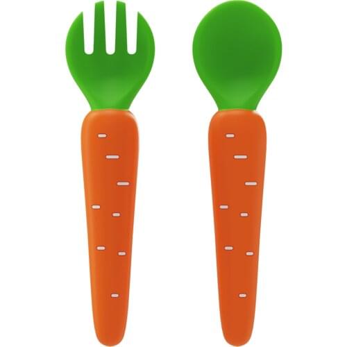 2PCS Safety Silicone Spoons for Baby Teething Stick Teether Newborn Toddler Training Feeding Spoons Infant Tableware Color box