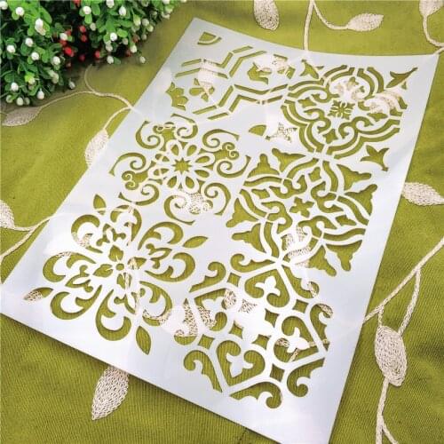 21*29.5cm Flowers fence scrapbook stencils spray plastic mold shield DIY cake hollow Embellishment printing lace ruler Easter