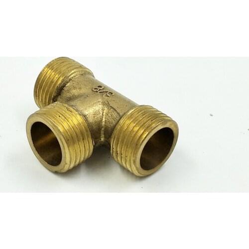 5pcs/lot 3/8" Male Thread Tee Type 3 Way Brass Pipe Fitting Connector For Water Fuel Gas