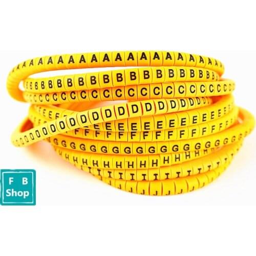 500pcs(each50pcs) EC-3 6sq.mm A-J ABCDEFGHIJ English Letter Tube Label Network Wire Cable Marker