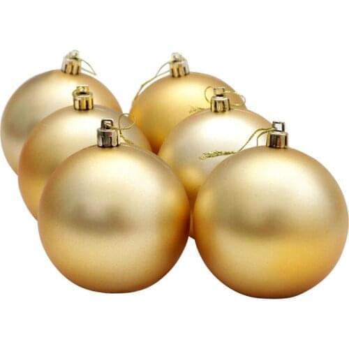 6pcs New Christmas Ball Solid Color Decorative Shiny Plastic Ornament Ball 10CM For Christmas Decor Christmas Tree Ornaments