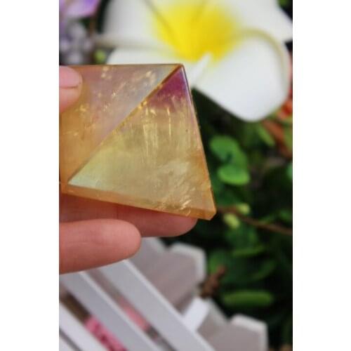 82 grams of quartz crystal healing yellow angel pyramid A236