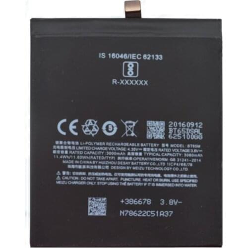 For MEIZU MX6 Battery 100% Original BT65M Battery MX6 PRO bt53 BT66 PRO6plus m686g M686Q BT53S PRO6S