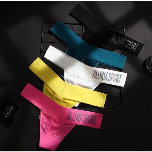 3Pcs/Pack Seamless Low-waist Women Panties Letter Cotton G-String Underwear Sexy Breathable Sport Fitness Thong Briefs Female