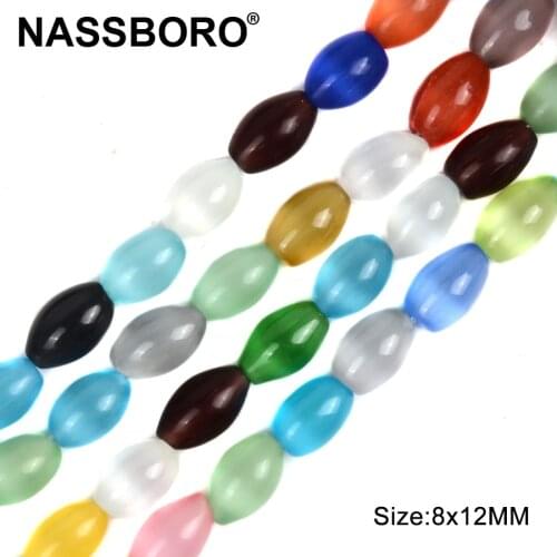 New Oval Shape Cat Eye Glazed Glass Beads Lampwork Beads Loose Spacer Bead Bracelet Necklace Jewelry Making DIY Craft Wholesale