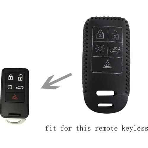 Genuine leather Keyless Remote Control Key Fob Cover Case Protector for Volvo 5 Buttons white