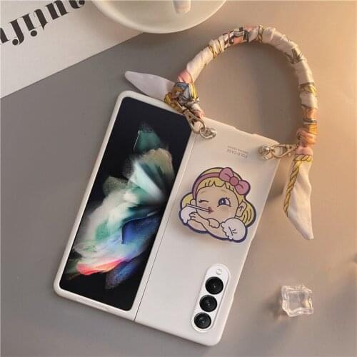 For Samsung for ZFOLD 3 Scarf Bracelet Case Cute Girl Phone Stand Conque Etui for Samsung Galaxy ZFold 3 Funda Capa for ZFold3