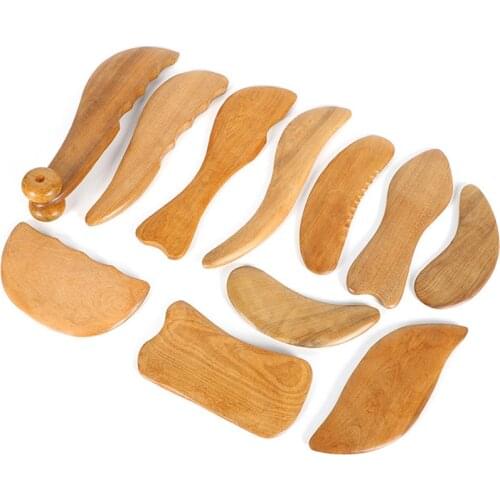 Fragrant Wood Guasha Board Face Body Reflexology Shiatsu Thai Massage Scraping Plate Facial Lifting Slimming Beauty Tool