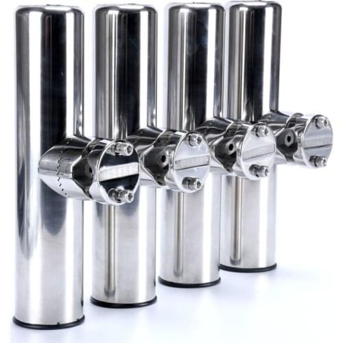 4 Pieces Stainless Steel Fishing Rod Holder Clamp-on for 7/8'' to 1'' Rails for Boat