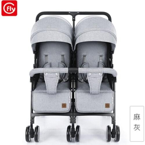 Twins baby stroller sitting and lying portable baby carriage folding second child artifact double seat twin stroller for newborn