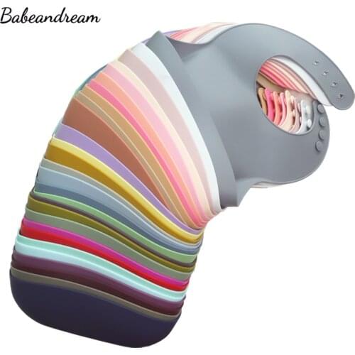 Lunch Apron Toddler Silicone Bibs Baby Kids Girl Boys Waterproof Saliva Solid Feeding Bib 36 Colors Toddlers Silicone Bib Aprons