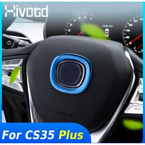 Hivotd Steering Wheel Trim Interior Car Styling Decoration Accessories Bright Circle Parts Refit Stickers For Changan CS35 Plus