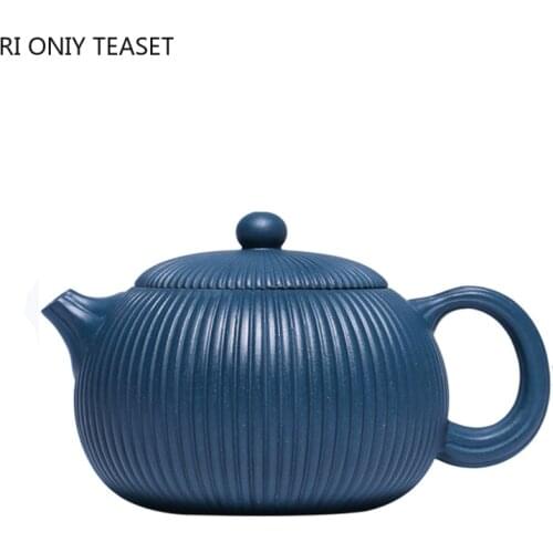 250ml Classic Yixing Purple Clay Teapots Raw Ore Azure Mud Xishi Tea Pot Home Handmade Zisha Filter Kettle Chinese Tea Set