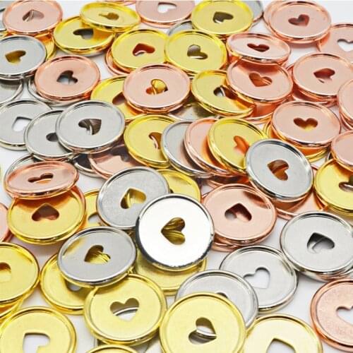 24Pcs 35mm Rose Gold Heart Binder Rings Mushroom Hole DIY Binder Notebook Round Binding Plastic Disc Buckle Hoop Office Supplies