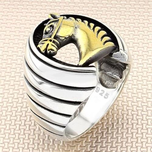 Horse Ring 925 Sterling Silver Ring Pure Original Unique Design For Men High Quality Handmade Turkish Jewelry