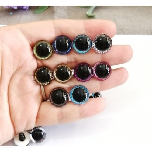 20pcs/lot 13mm-15mm round plastic clear toy eyes + glitter Nonwovens + hard washer for plush animal doll -size&color option--sp