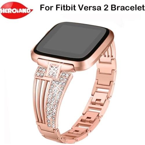 Rhinestone Bling Bands For Fitbit Versa 2 Watch Stainless Steel Metal Band for fitbit versa 2 Smart Watch Watchband Bracelet