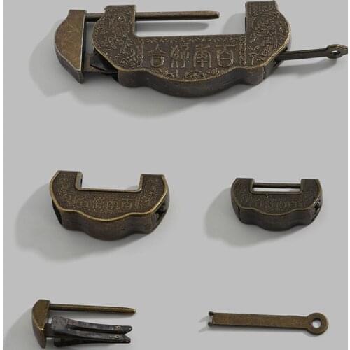 Mini Metal Padlock Lock Chinese Vintage Antique Retro Key Jewelry Combination Home Usage Hardware For Wooden Suitcase Drawer