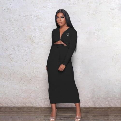 DPSDE 2020 fashion hot sale high street fair maiden style long dresses long sleeve round neck pure color mid long dresses