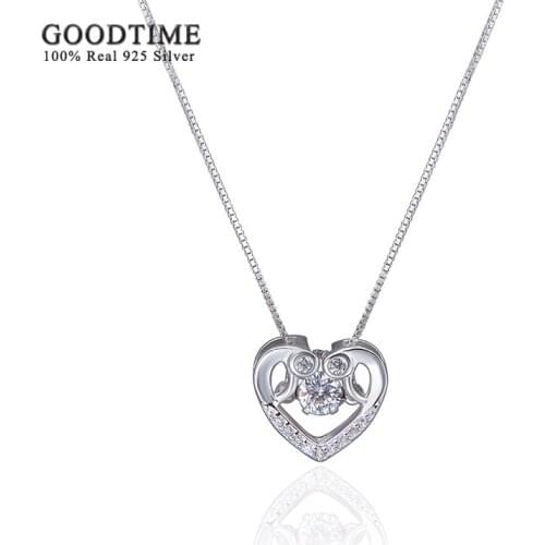 Fashion Necklace Pure 925 Sterling Silver Women Necklace Zircon Love Pendant Noble Crystal Jewelry Accessories For Girl Gift