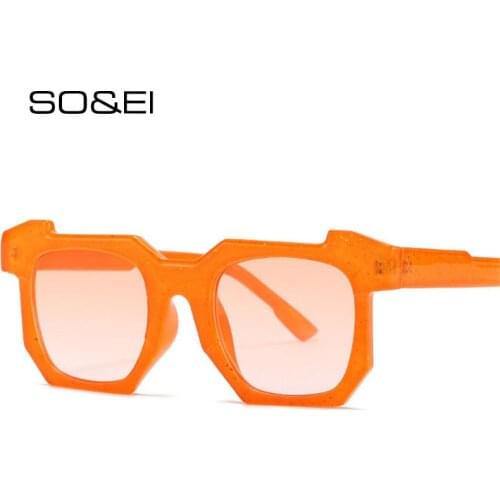 SO&EI Fashion Irregular Square Sunglasses Women Vintage Colorful Gradient Eyewear Men Unique Trending Sun Glasses Shades UV400