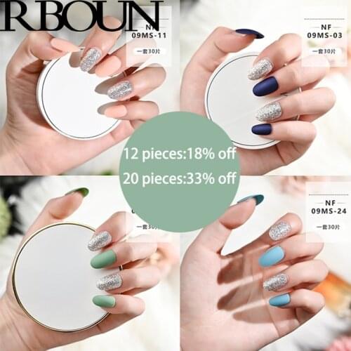 Fake Nails with Glue Tips Press on Nail Coffin Art Tipsy Stick Designs Clear Display Full Cover Artificial False Matte 30Tablets