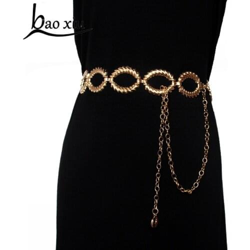 2020 New Fashion women Punk Gold Metal Chain belt Body Bondage Silver Tassel Harness Waist Dress Belt Straps Accessories