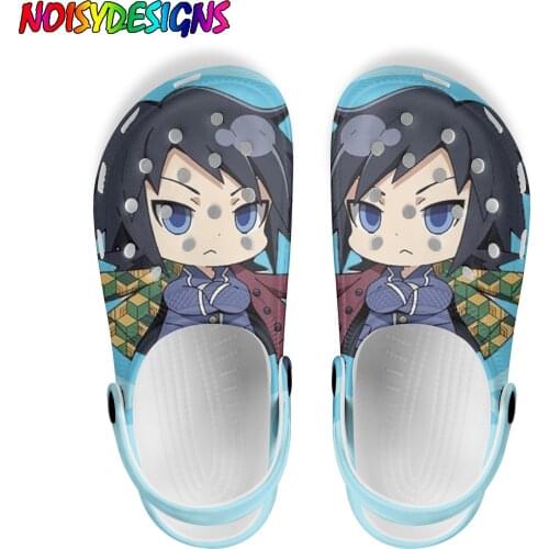 NOISYDESIGNS Womens Nursing Shoes Ooudoor Slippers Cartoon Anime Demon Slayer Design Unisex Beach Clogs Shoes Sandals Custom