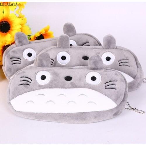 20x10cm Plush Purses Cartoon Anime cute Totoro Gray Mini Students Creative Pen pencil Bag Handbag Soft Stationery Bags Wholesale