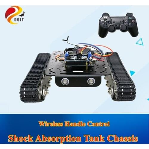 PS2 Joystick Control Shock Absorper Smart Robot Tank Chassis with Dual DC Motor+UNO Board+Motor Driver Board for DIY TS100
