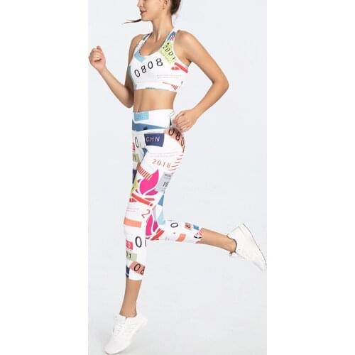 Sexy Sport Yoga Set Woman Workout Sportswear Sport Suit Print Fitness Suit Leggings Breathable Tracksuit For Women Gym Clothing