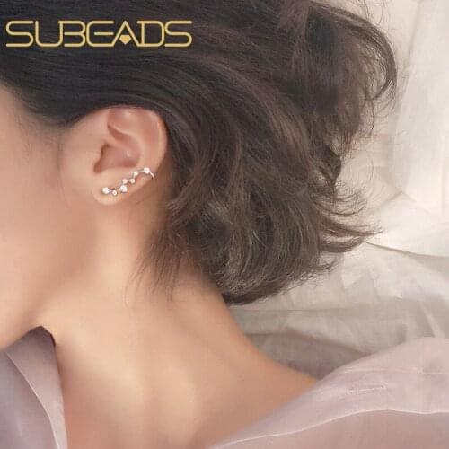 Subeads Real Sterling Silver Rhinestone Long Star Stud Earrings For Women Girls Shiny Tiny Earrings Ear Stud Jewelry Gifts