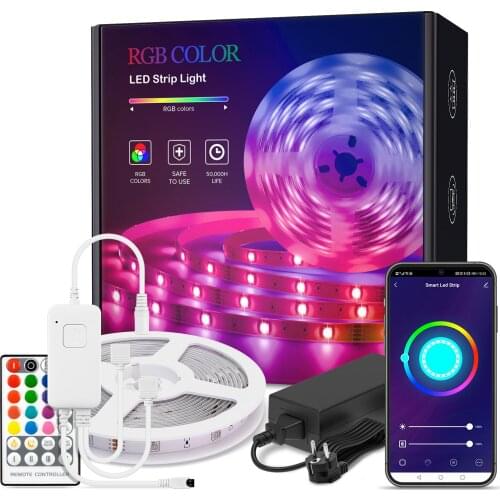 IR 28 Keys DIY Wifi APP LED Light Strip Kit with Color 5050 2835 RGB SMD Flexible Ribbon Led Strip Light 5m 10m 15m 20m Tape