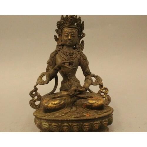9" Tibet Buddhism Bronze Gild Seat Vajradhara Vajrabhairava Goddess Buddha Statu
