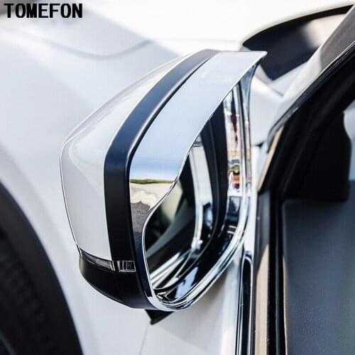 TOMEFON ABS Chrome For Mazda CX-5 CX5 2017 2018 Rear View Rearview Side Glass Mirror Cover Rain Shield Sun Visor Trim 2pcs
