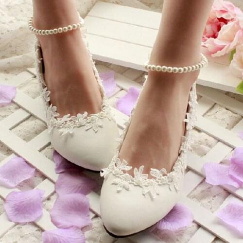 9CM heel thin super high heeled wedding shoes woman sexy point toes brides bridal ivory lace pearls wedding shoes for woman