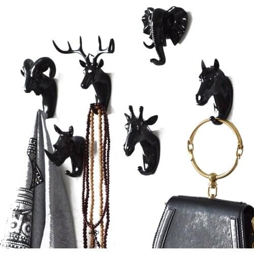 Home Garment Hanger Animals Head Shape Decorative Hook Solid Color Hanger for Hallway Locker Room