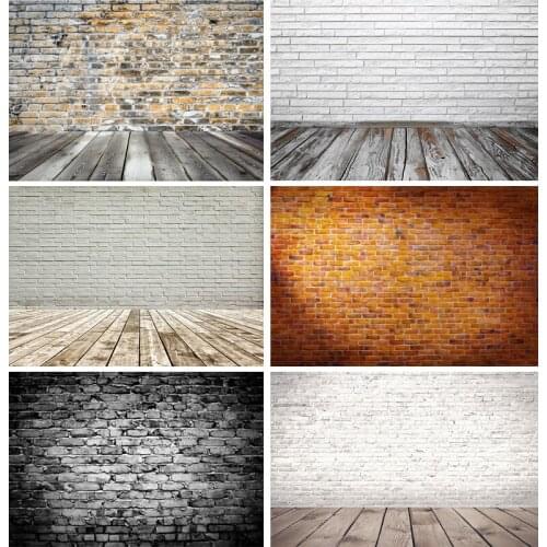 Vinyl Custom Vintage Brick Wall Wooden Floor Photography Backdrops Photo Background Studio Prop 21712 YXZQ-11