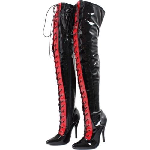 Women Over-the-Knee Boots 12CM Super High Heel Cross-tied Mixed Colors Ladies Sexy Fetish Shoes Custom Made
