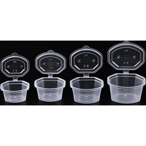 1/1.5/2/3oz Small Plastic Box Disposable Plastic Cups With Lids Thickening Sauce Container Bowl Seasoning Cup Tableware 100 Pcs