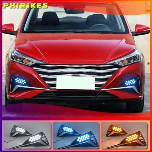 12V Car Running Lights for Hyundai Accent Solaris Verna 2020 LED DRL Daytime Running Light Fog Lamp