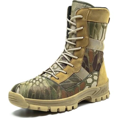 2021 Tactical Military Combat Boots Men Leather US Army Hunting Trekking Outdoor Hiking Camping Mountaineering Winter Work Shoes