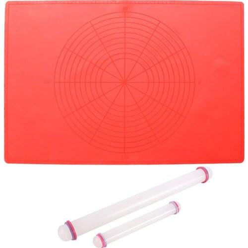 3pcs Non-Stick Silicone Thickening Mat Rolling Dough Liner Pad Rolling Pan Pastry Bakeware Paste Flour Table Sheet Kitchen Tools